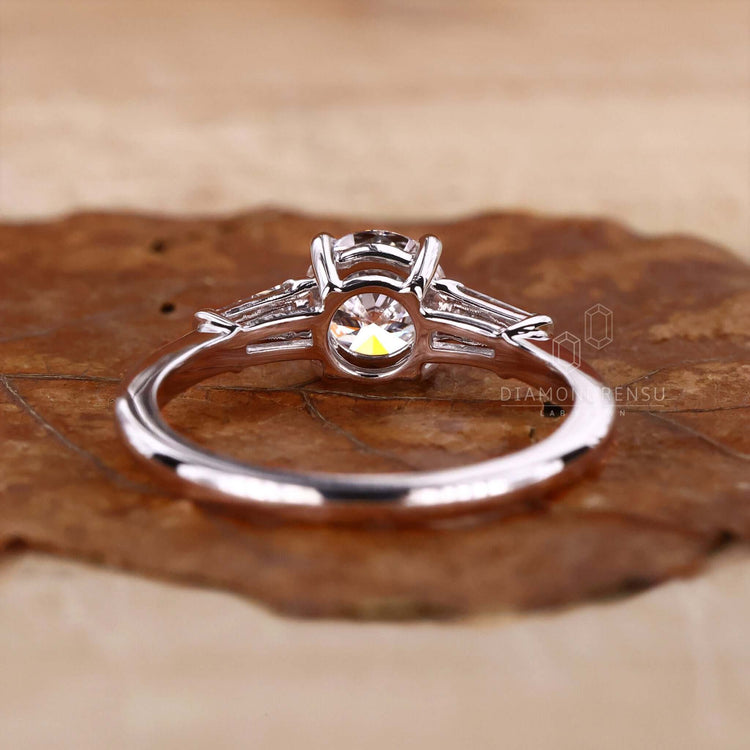 Tapered baguette engagement ring designed with a Lab Grown Diamond, making it a unique engagement ring for women.
