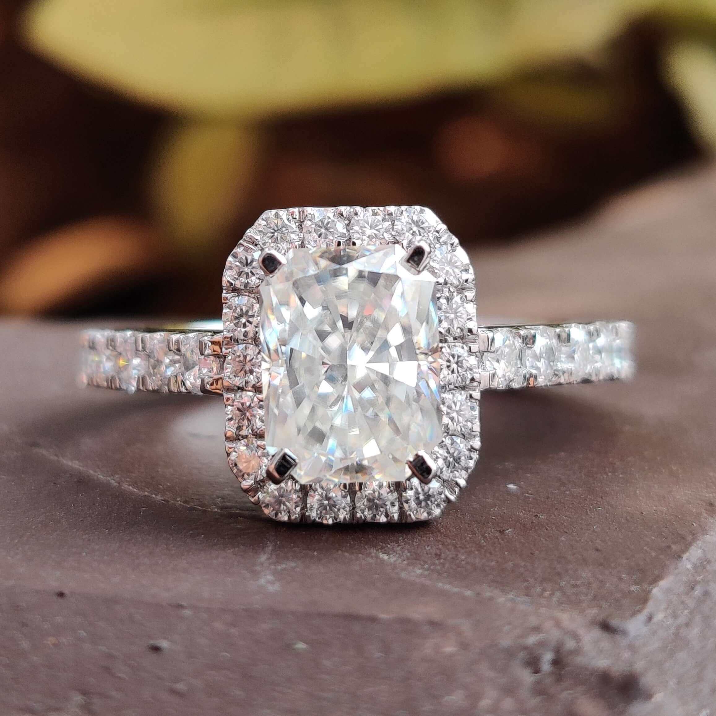 Radiant Cut Engagement Ring featuring a beautiful radiant cut moissanite ring design.