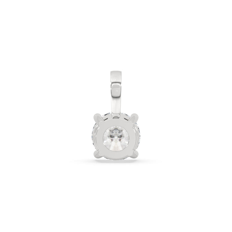 925 Silver Round Cut Moissanite Pendant In Basket Setting