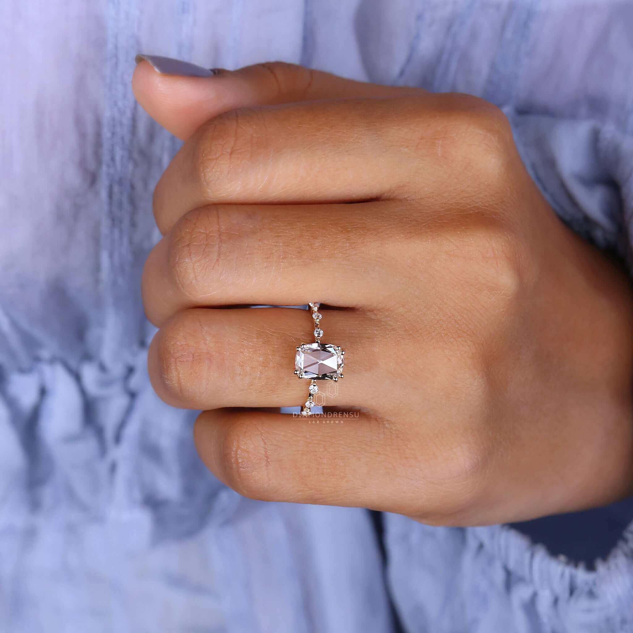 Elongated cushion engagement ring showcasing sophisticated beauty.