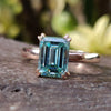 Emerald Cut Moissanite Ring with a stunning emerald cut moissanite solitaire ring.