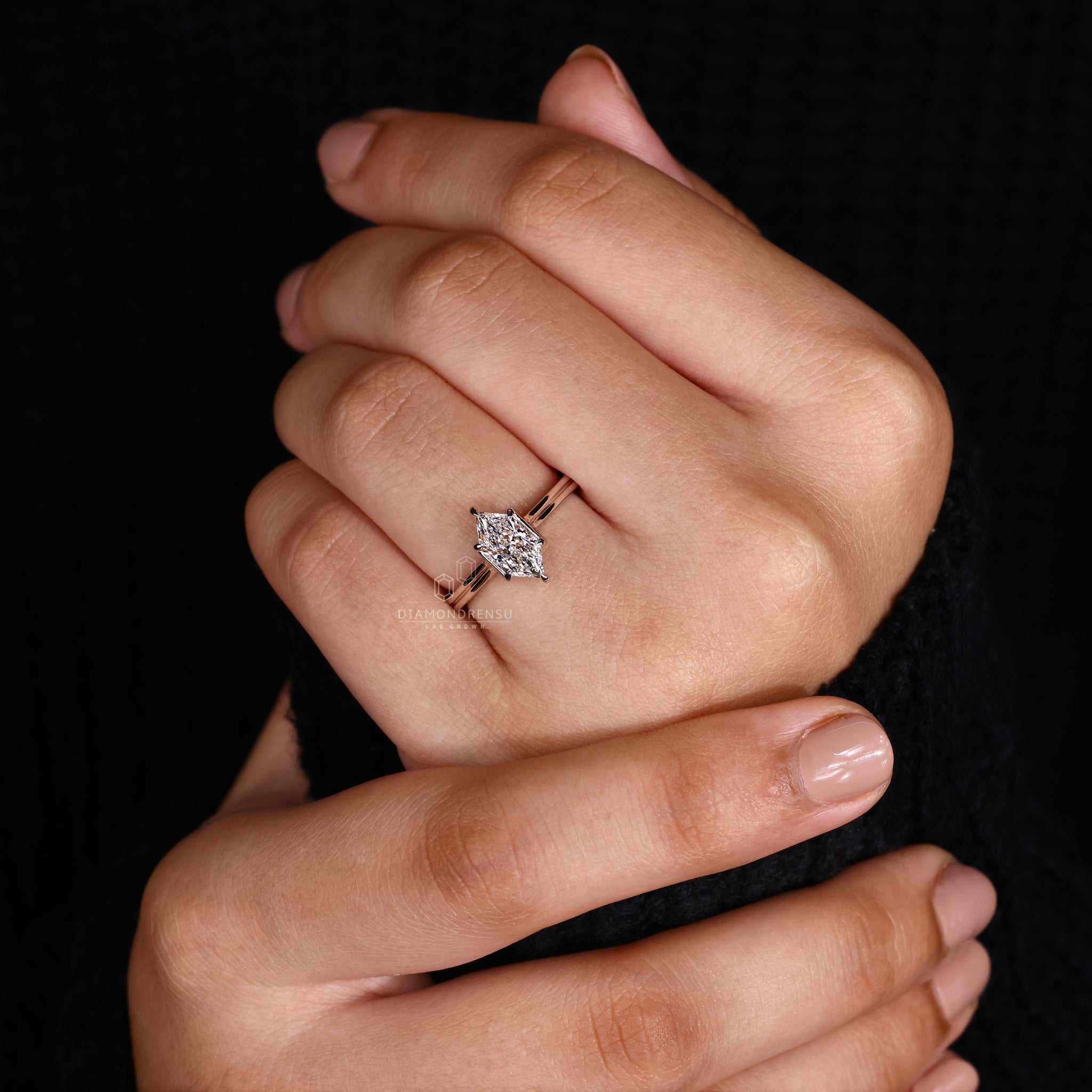 Custom engagement ring designed with white gold ring.
