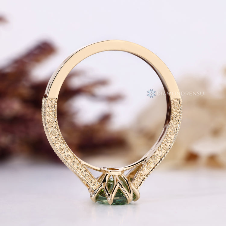 IGI certified coffin cut diamond engagement ring.