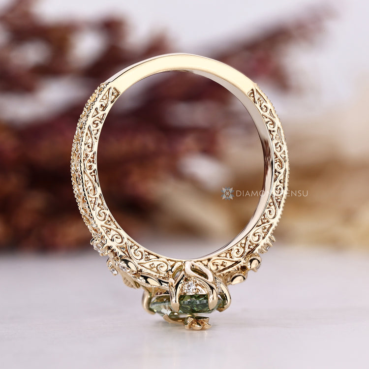 Marquise cut ring with Art Deco style and tulip setting.