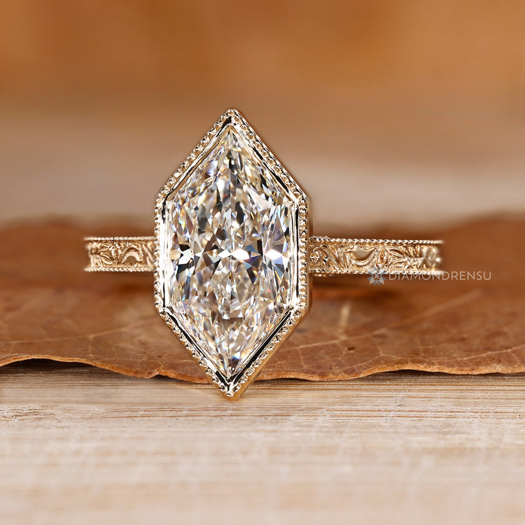 Vintage style solitaire ring with cathedral setting.