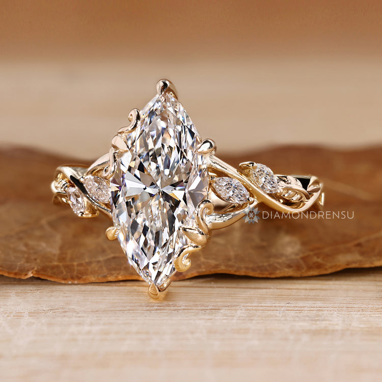IGI certified marquise diamond engagement ring handmade.