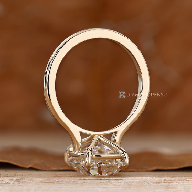 Lab grown cushion diamond solitaire ring handmade.