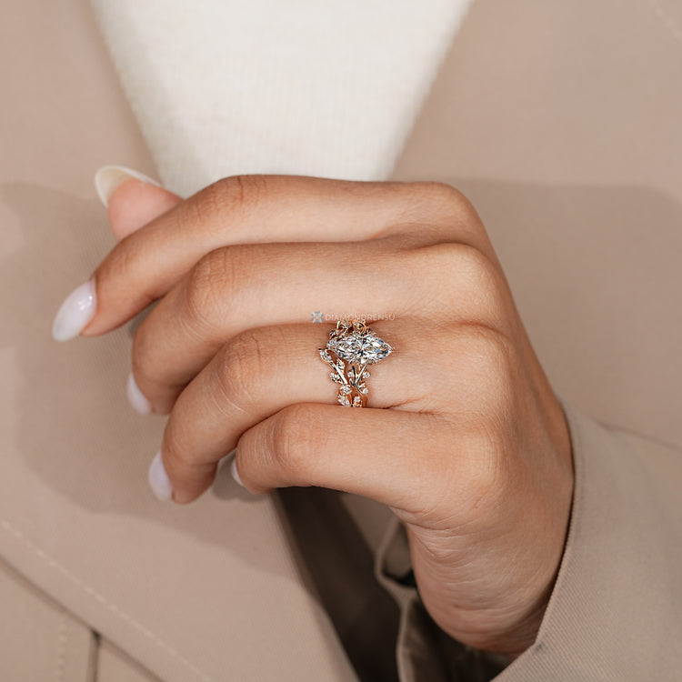 Lab grown diamond bridal set with split shank design.