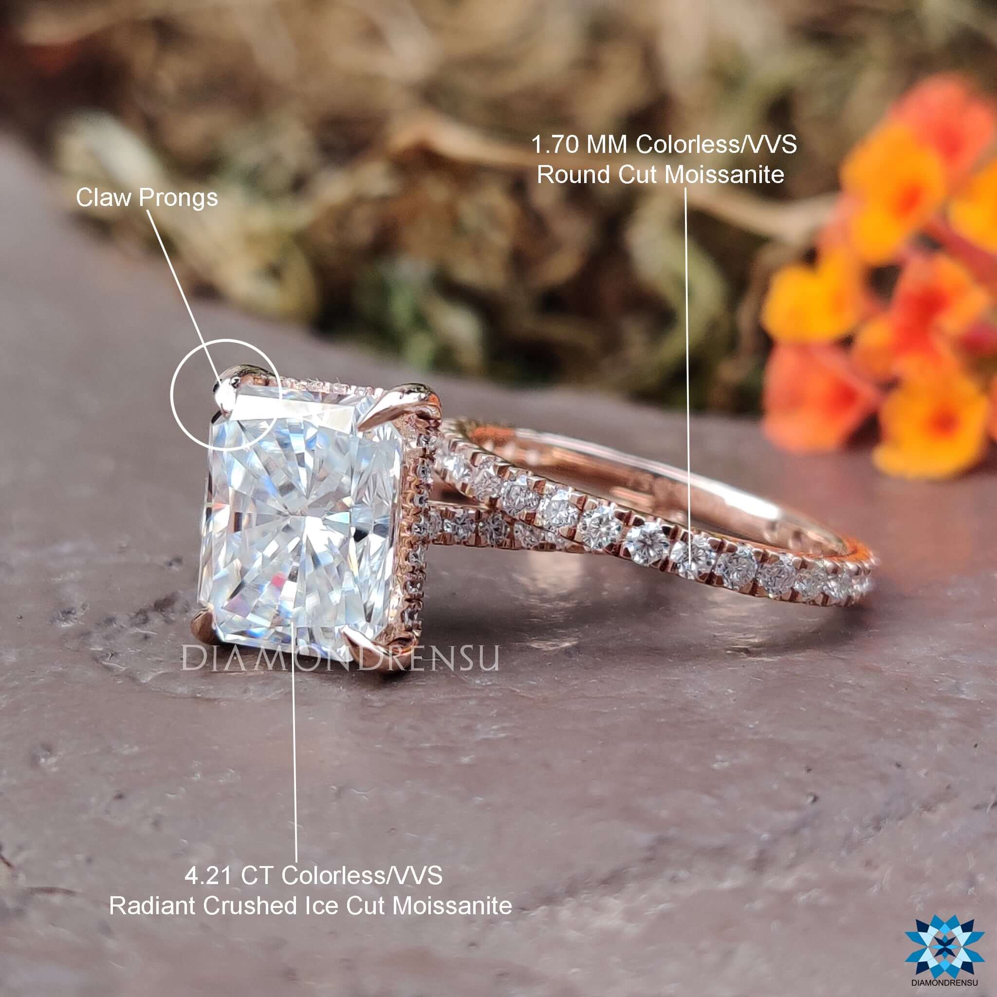 hidden halo moissanite bridal set