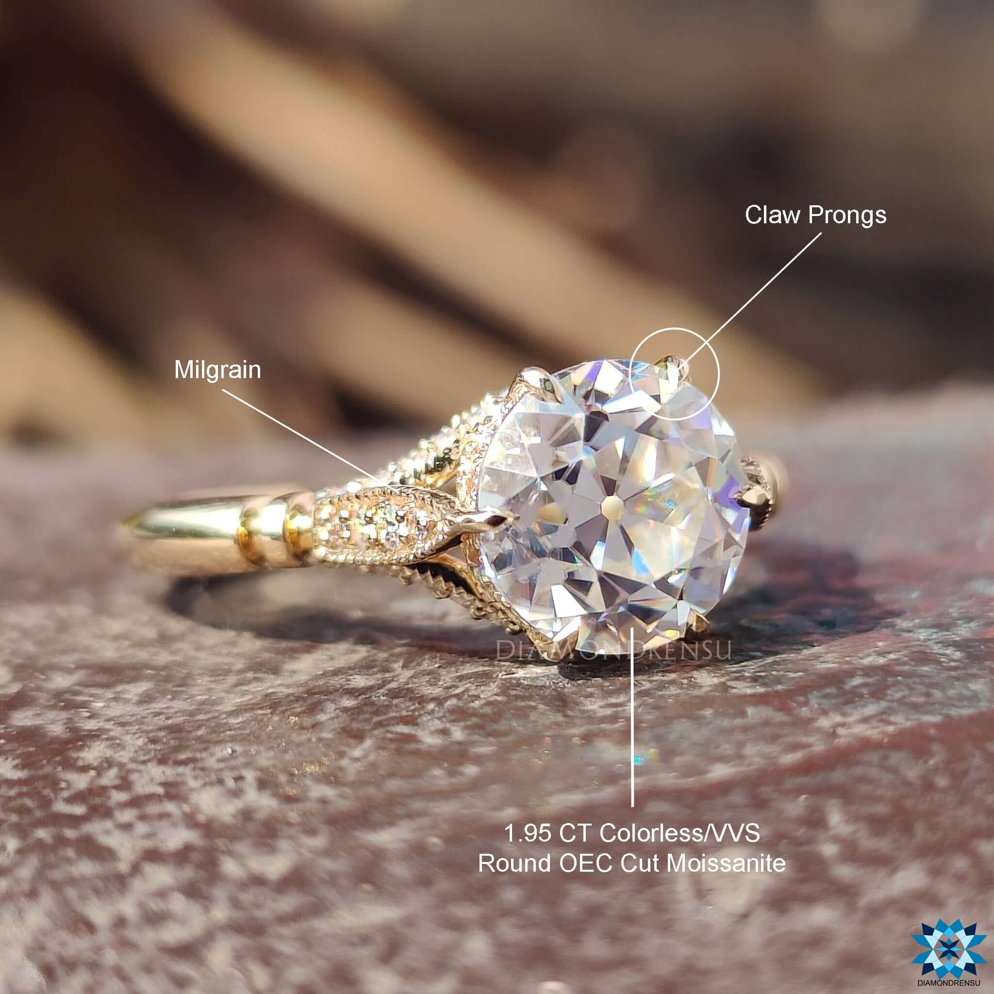 Handmade jewellery antique moissanite ring
