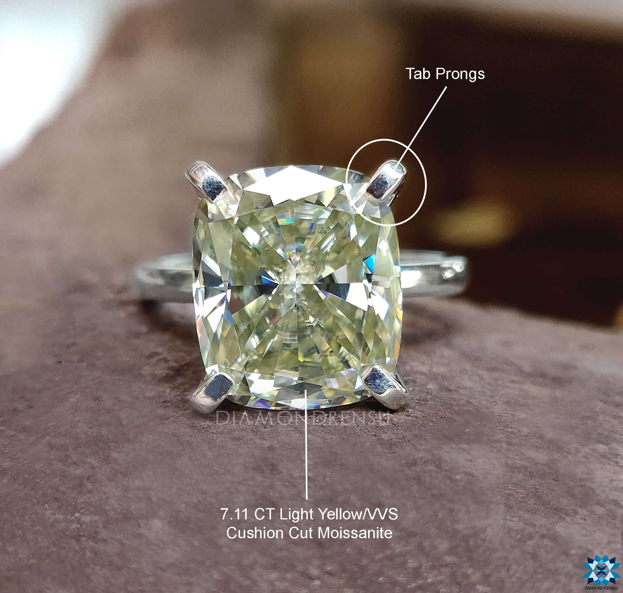 cushion cut moissanite ring