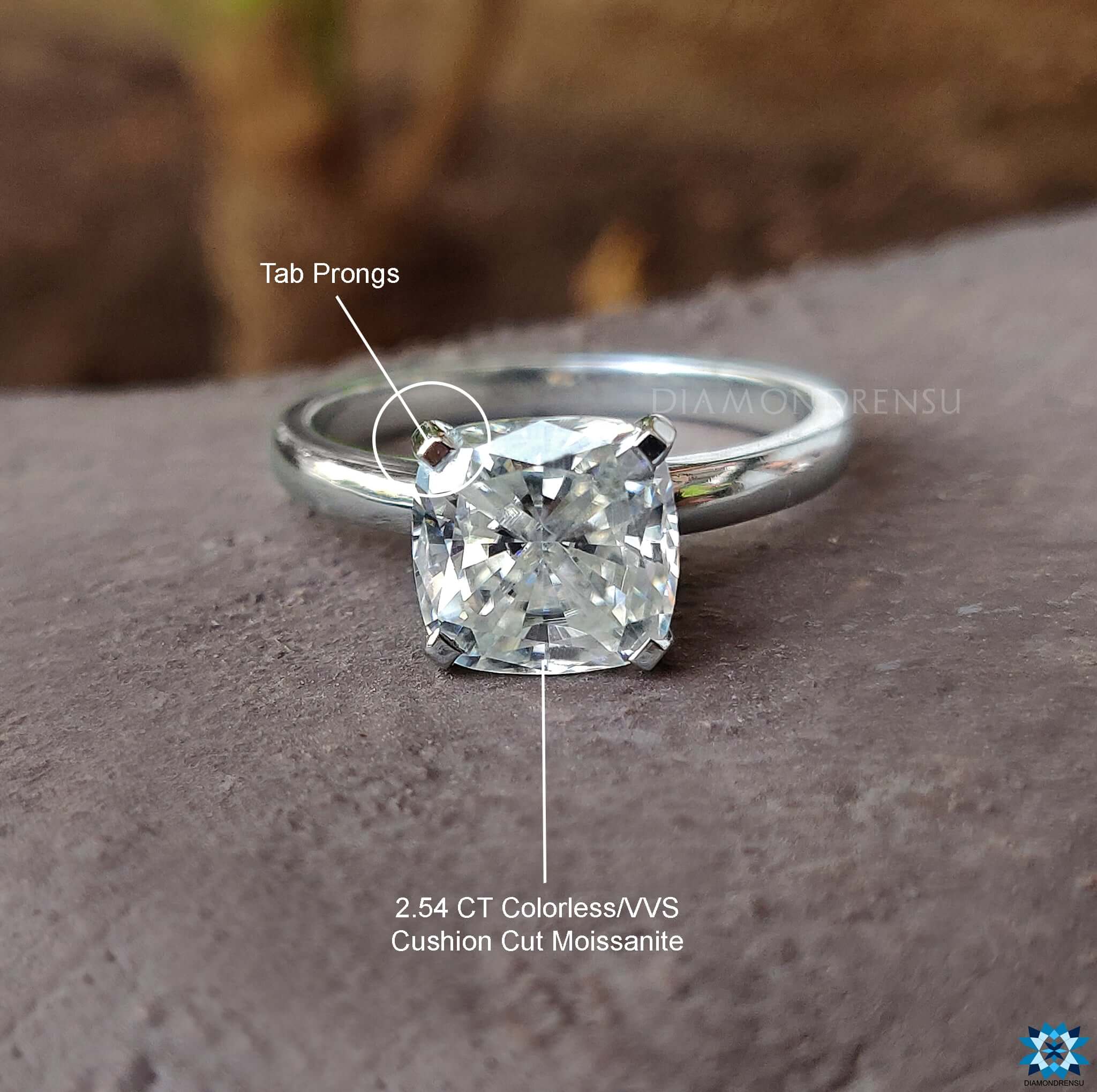 Handmade ring, diamondrensu UK engagement ring, cushion cut ring, 4 prong ring.
