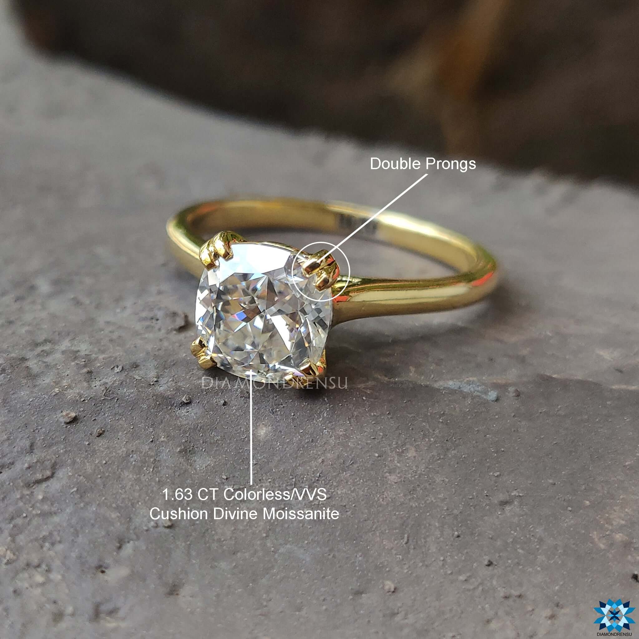 An exquisite Cushion Engagement Ring featuring unique design elements to enhance its beauty.
