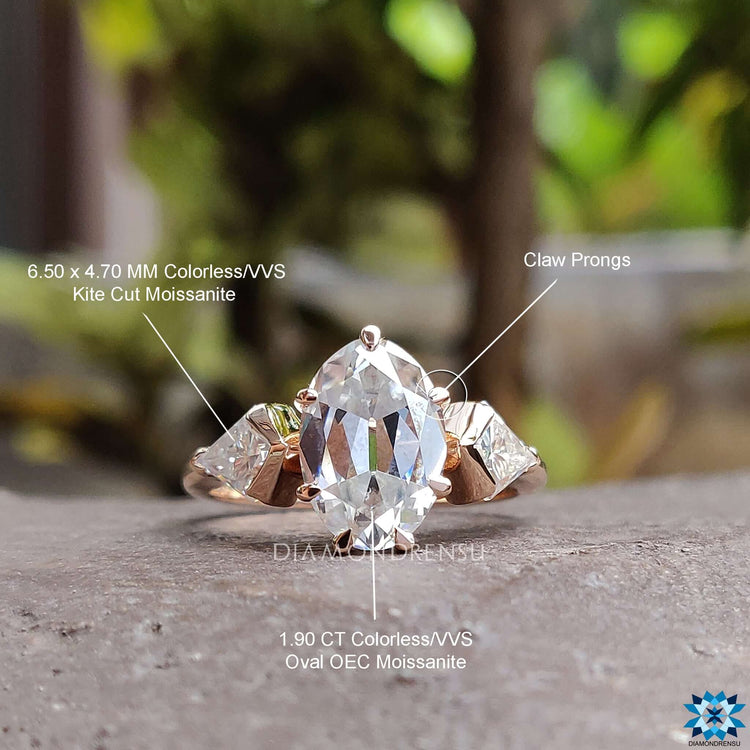 Buy three stone moissanite engagement ring online.
