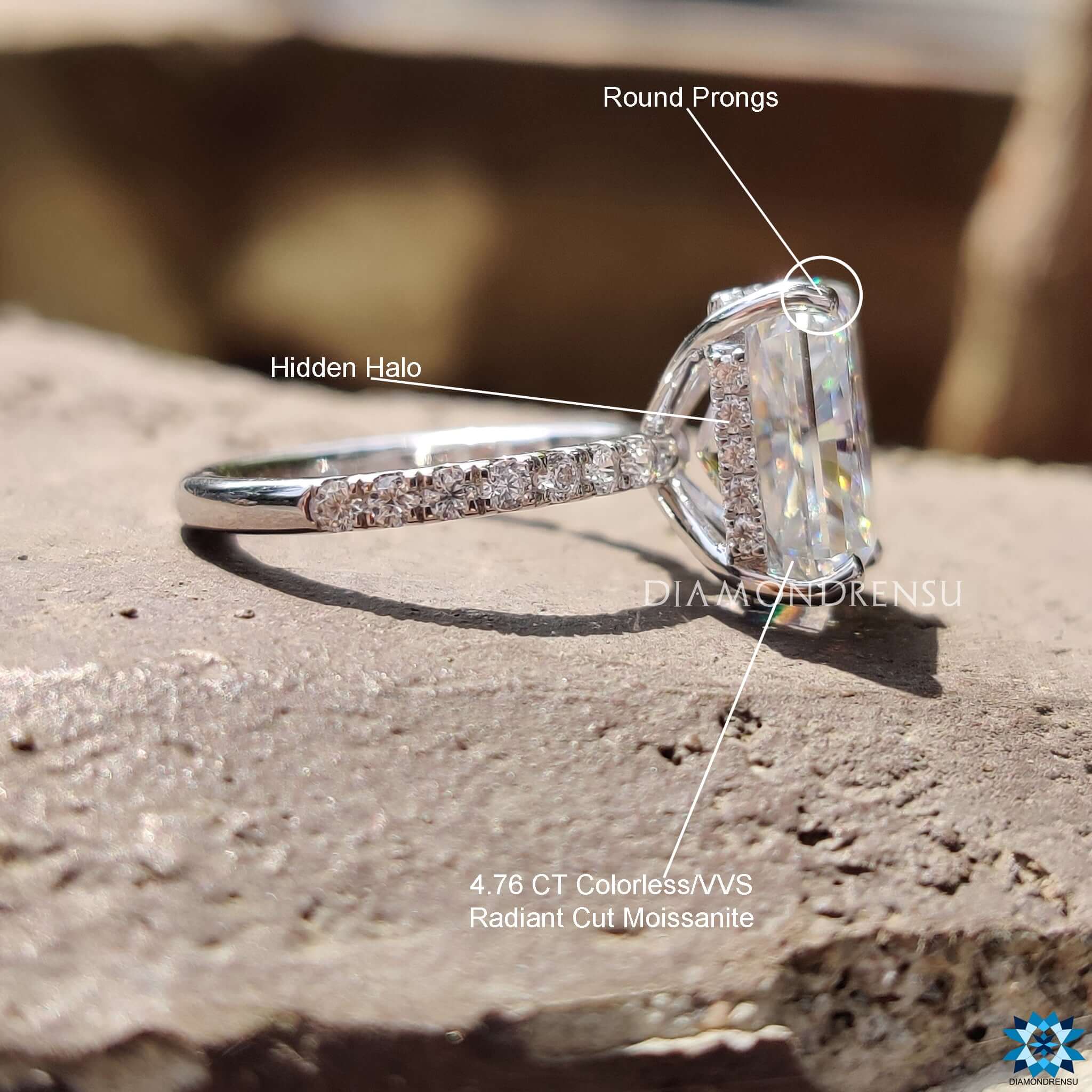 hidden halo moissanite ring