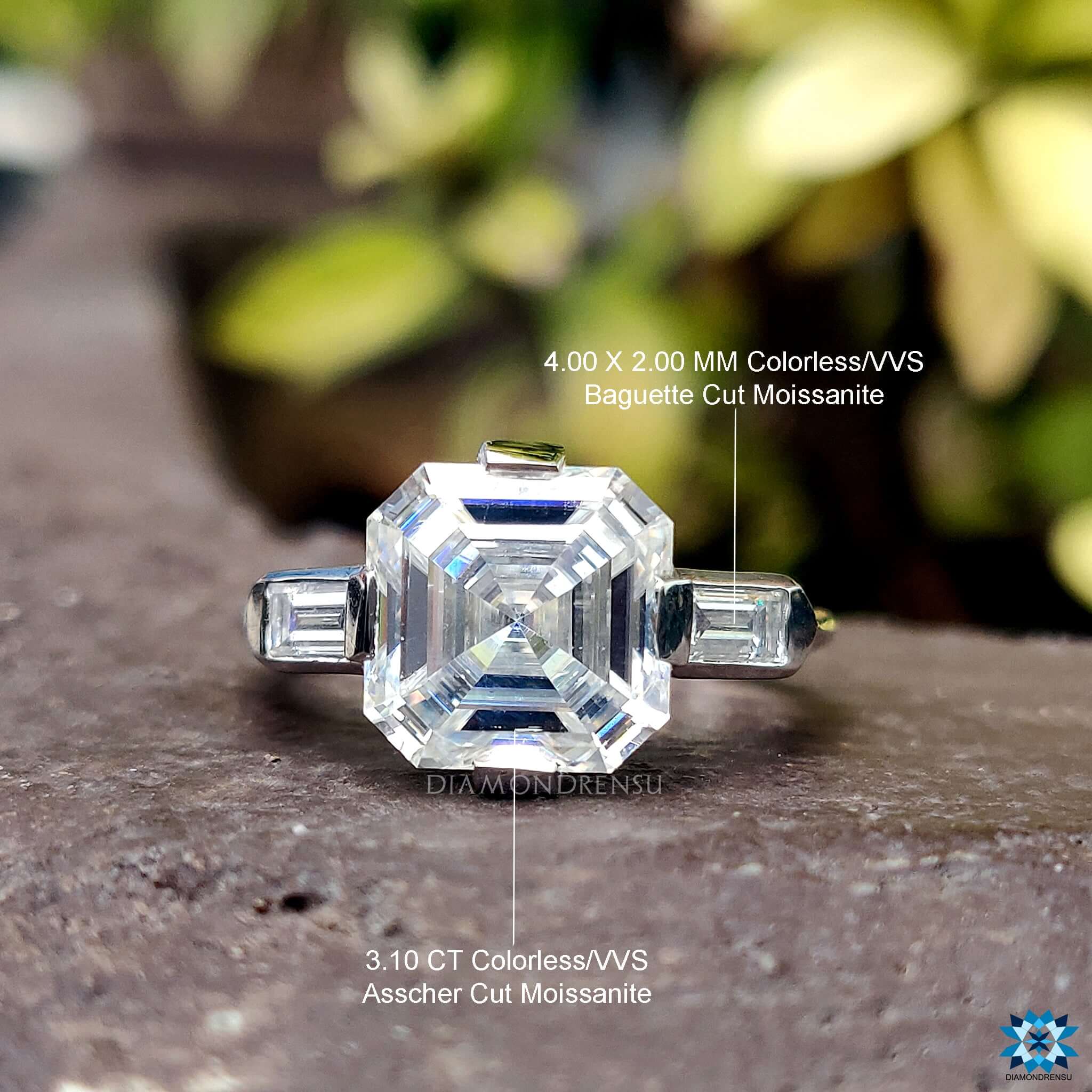 Asscher engagement ring diamondrensu UK ring