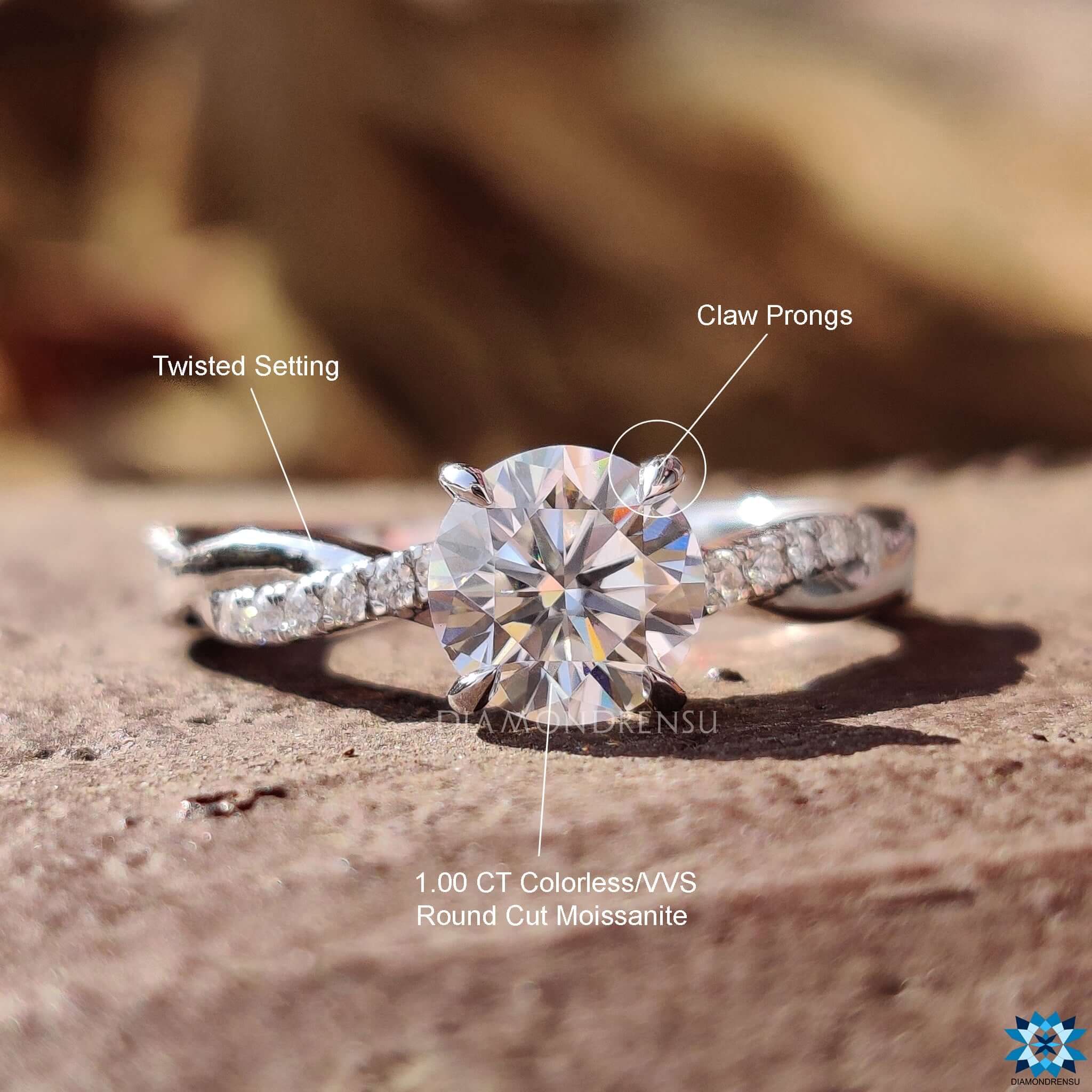 petite pave rope moissanite ring