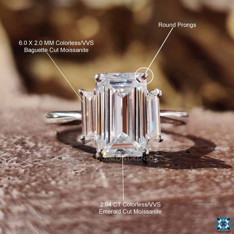 Moissanite engagement ring with refined details and soft lines.
