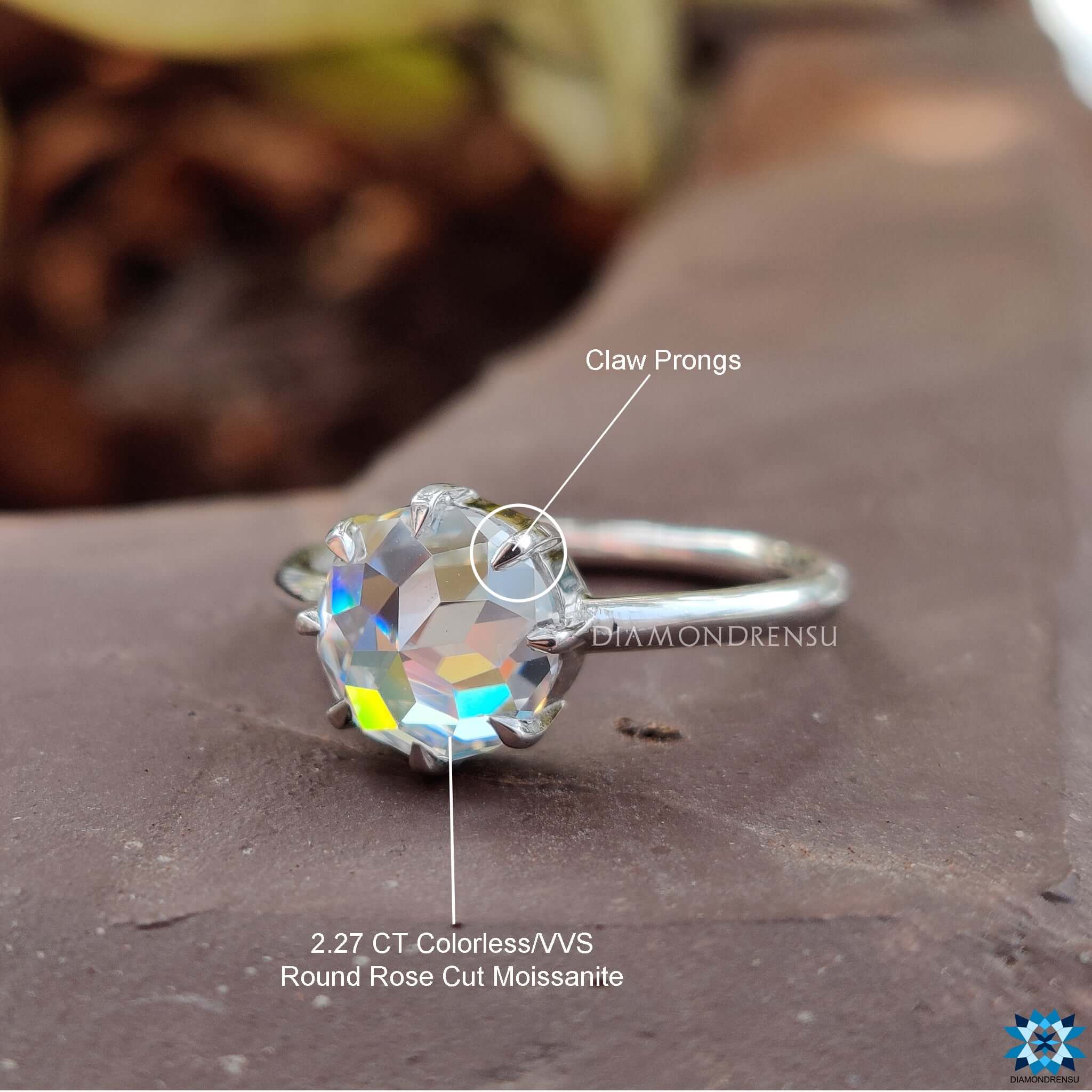 Unique handmade jewelry featuring a beautiful round solitaire engagement ring.