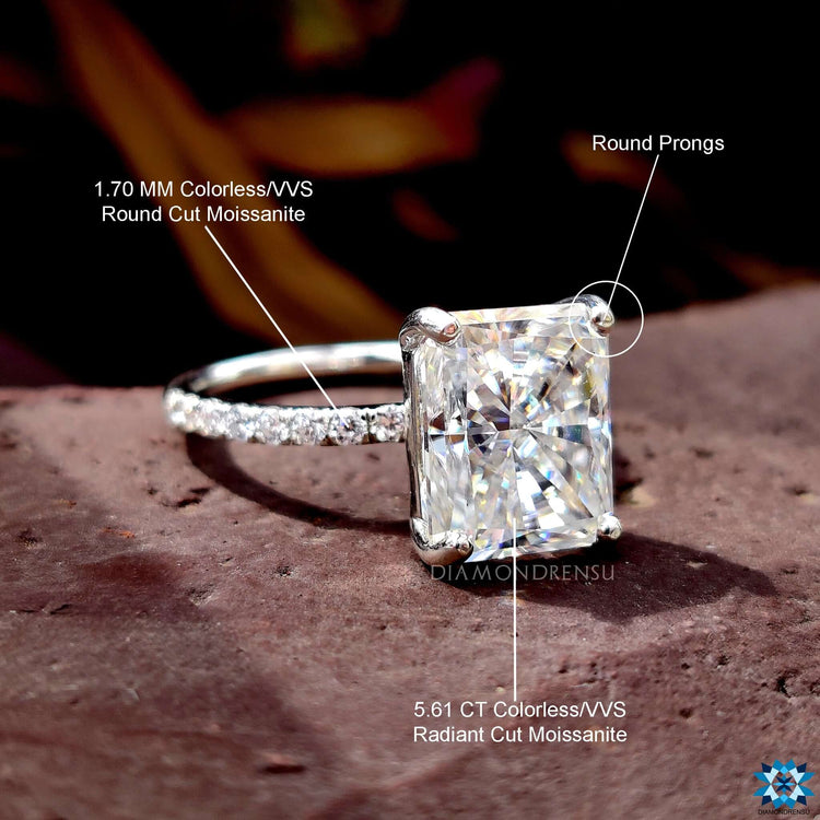 Buy radiant cut moissanite engagement ring.

