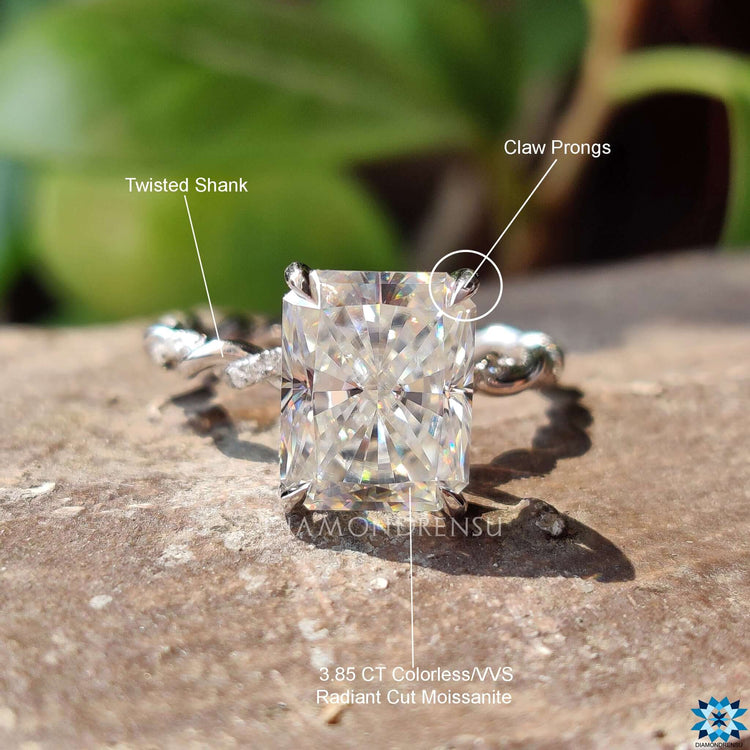Pave set round cut stones on engagement ring.
