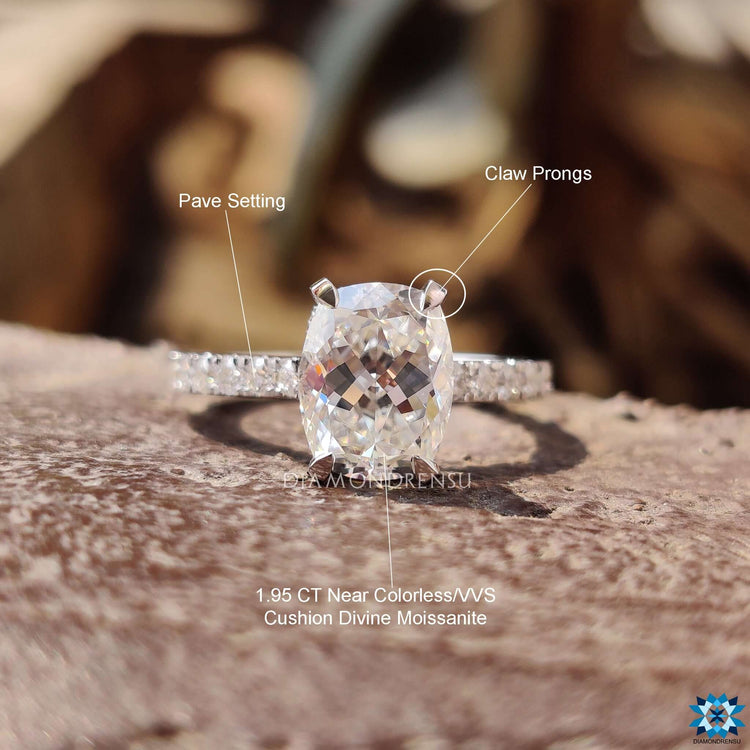 Buy moissanite ring with hidden halo design.
