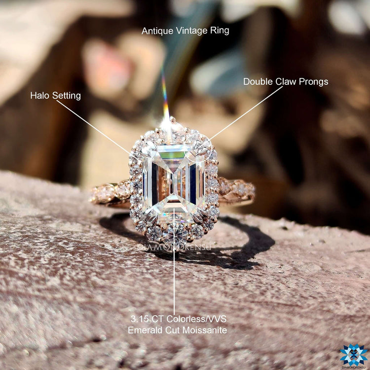 Diamondrensu UK vintage style moissanite engagement ring.
