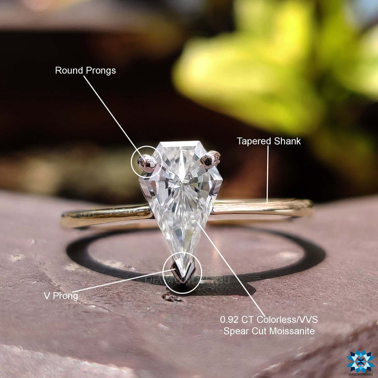 V prong setting on yellow and white gold ring.
