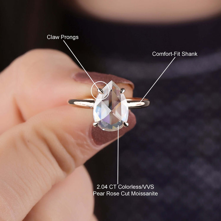 Diamondrensu UK pear rose cut engagement ring.
