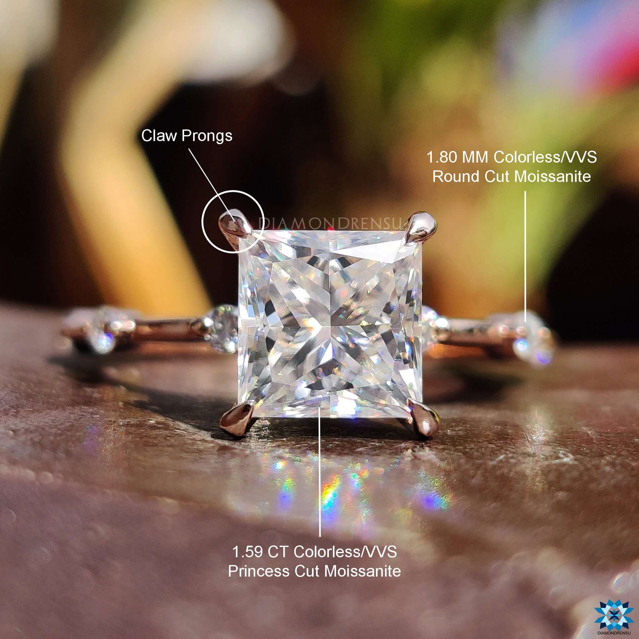 princess cut moissanite ring