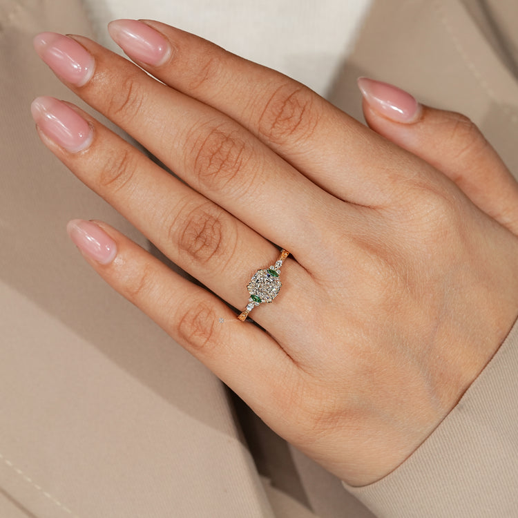 Skyla ring with filigree details and tapered shank.