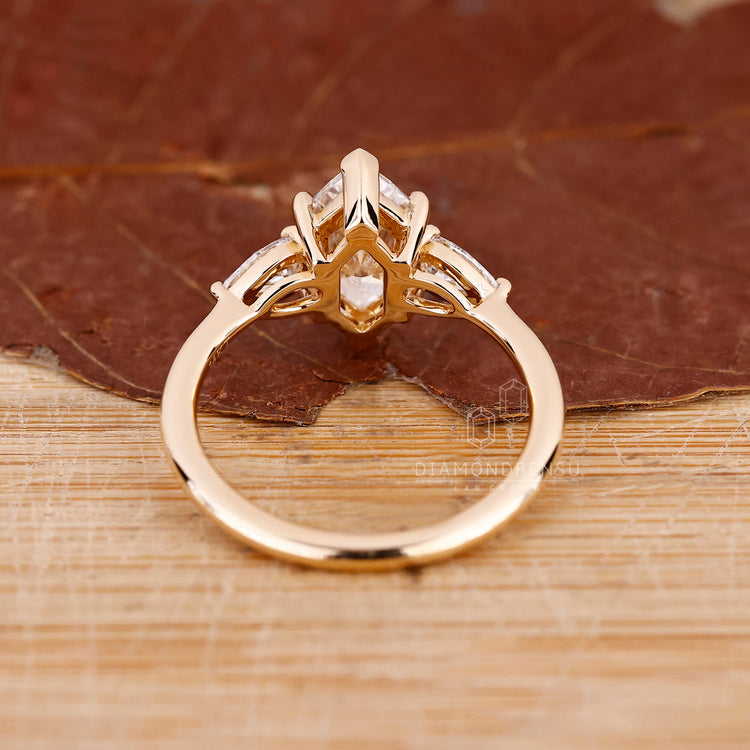 Dutch marquise engagement ring with V shaped prong.