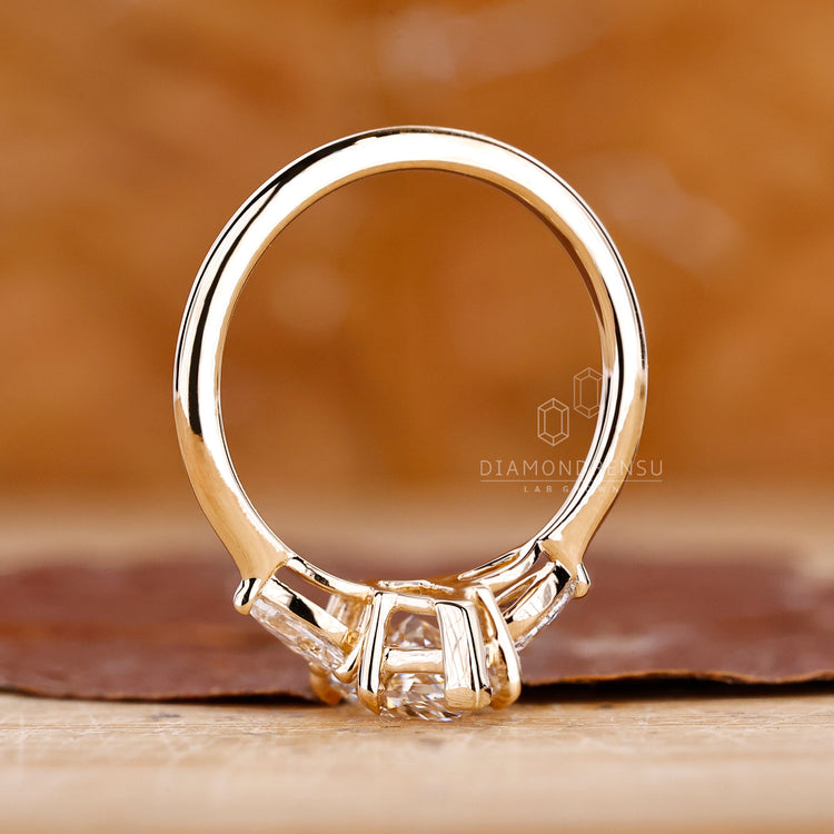 IGI certified dutch marquise ring with tapered band.