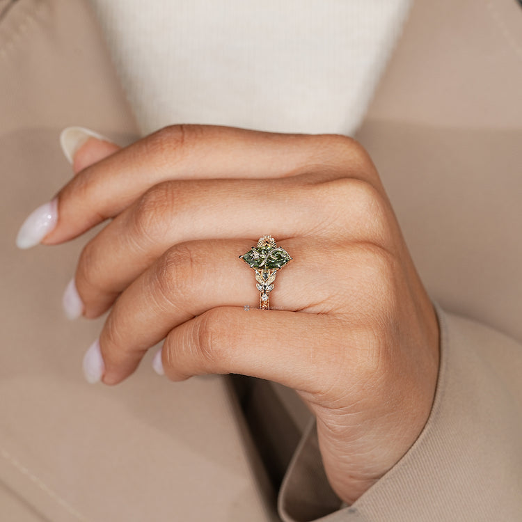 IGI certified lab grown diamond ring with engraved shank.