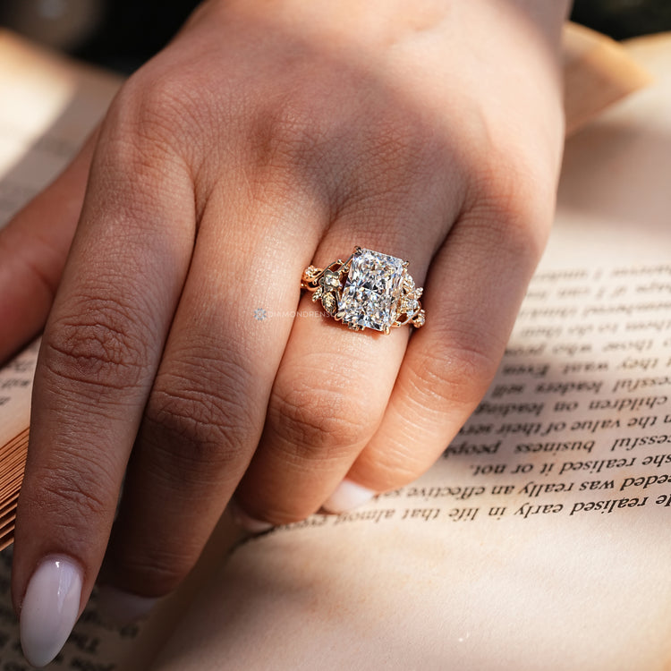 Radiant cut ring with hidden flower diamond detail.