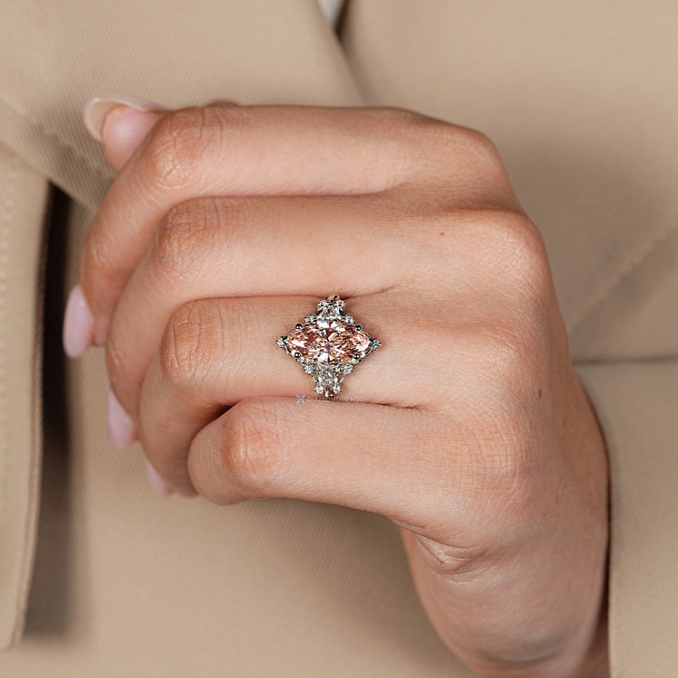 IGI certified marquise ring with pink centre diamond.