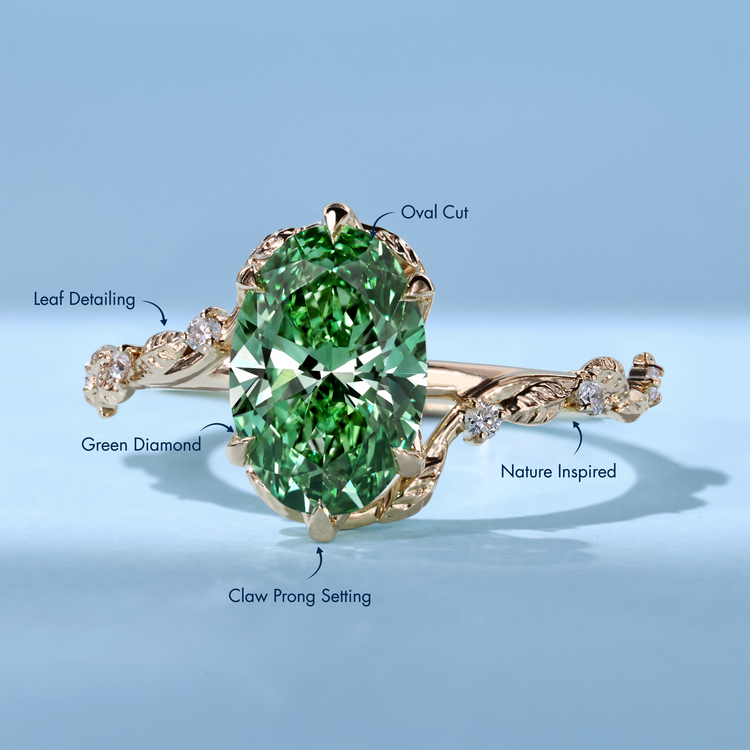 Diamondrensu UK oval cut ring with round side stones.