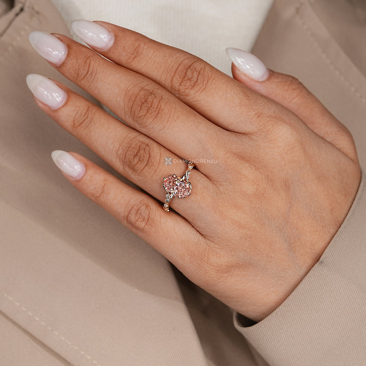 Lab grown diamond ring with six claw prong setting.