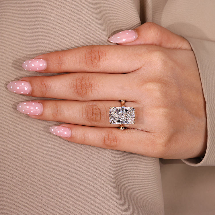 Lab grown diamond ring with nature inspired band design.