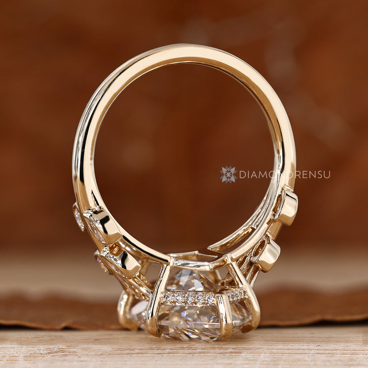 Dutch marquise engagement ring with round hidden halo.