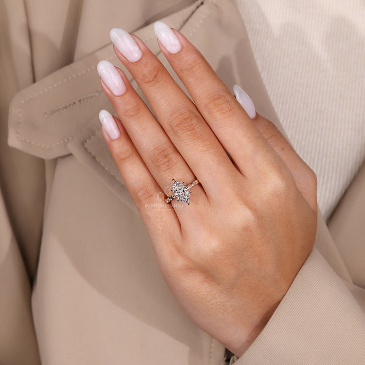 Handmade dutch marquise ring with prong setting.