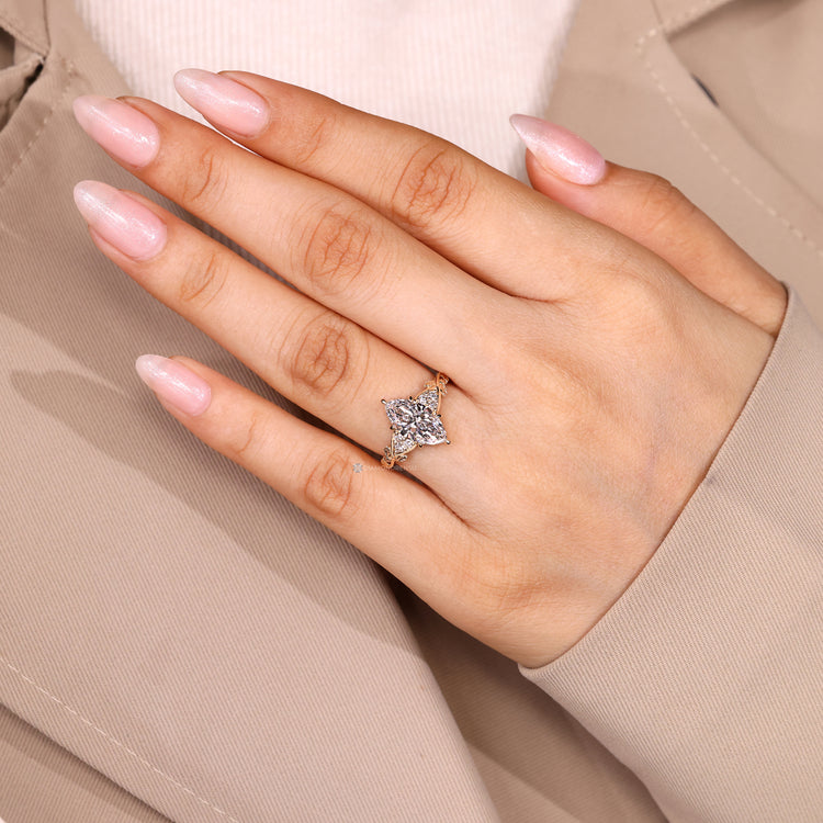 IGI certified marquise cut diamond ring handmade.