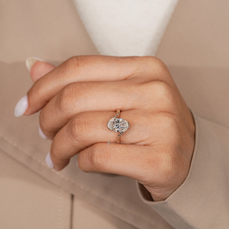 IGI certified oval cut diamond solitaire ring.