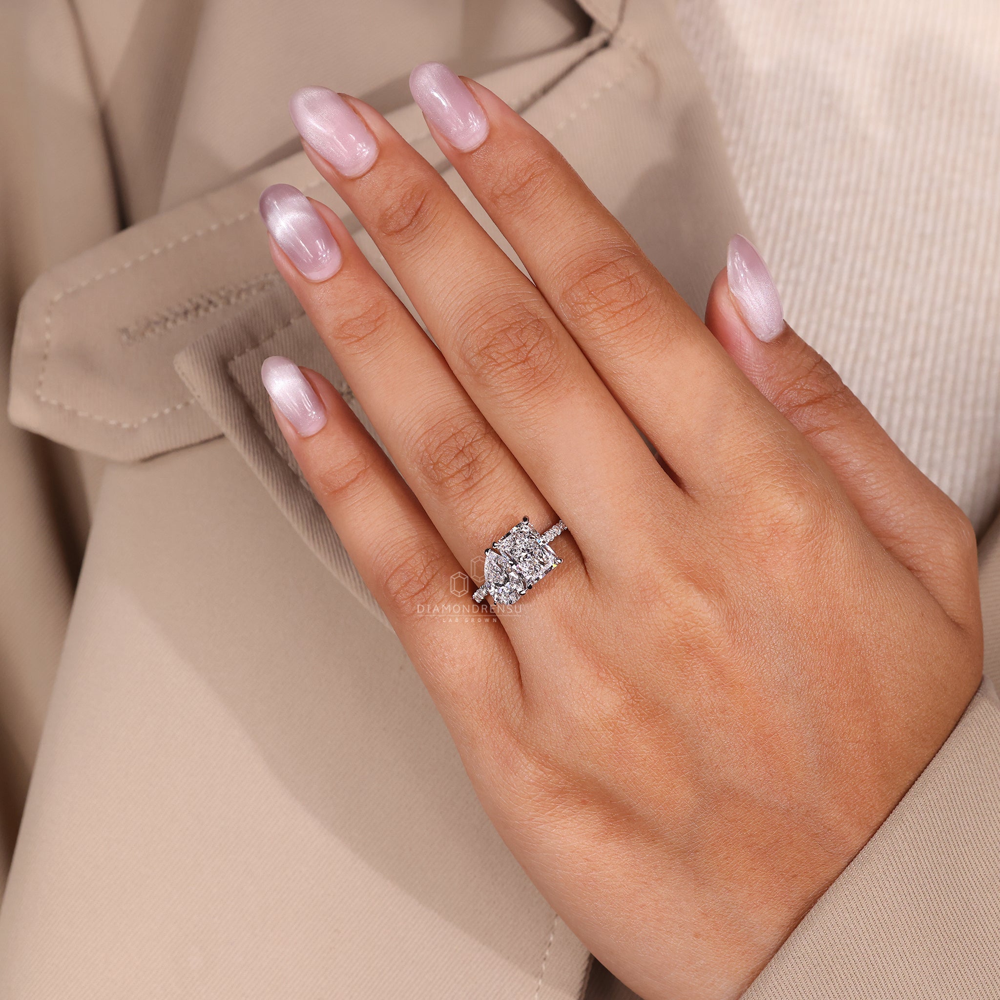Custom engagement ring made to personal preference.
