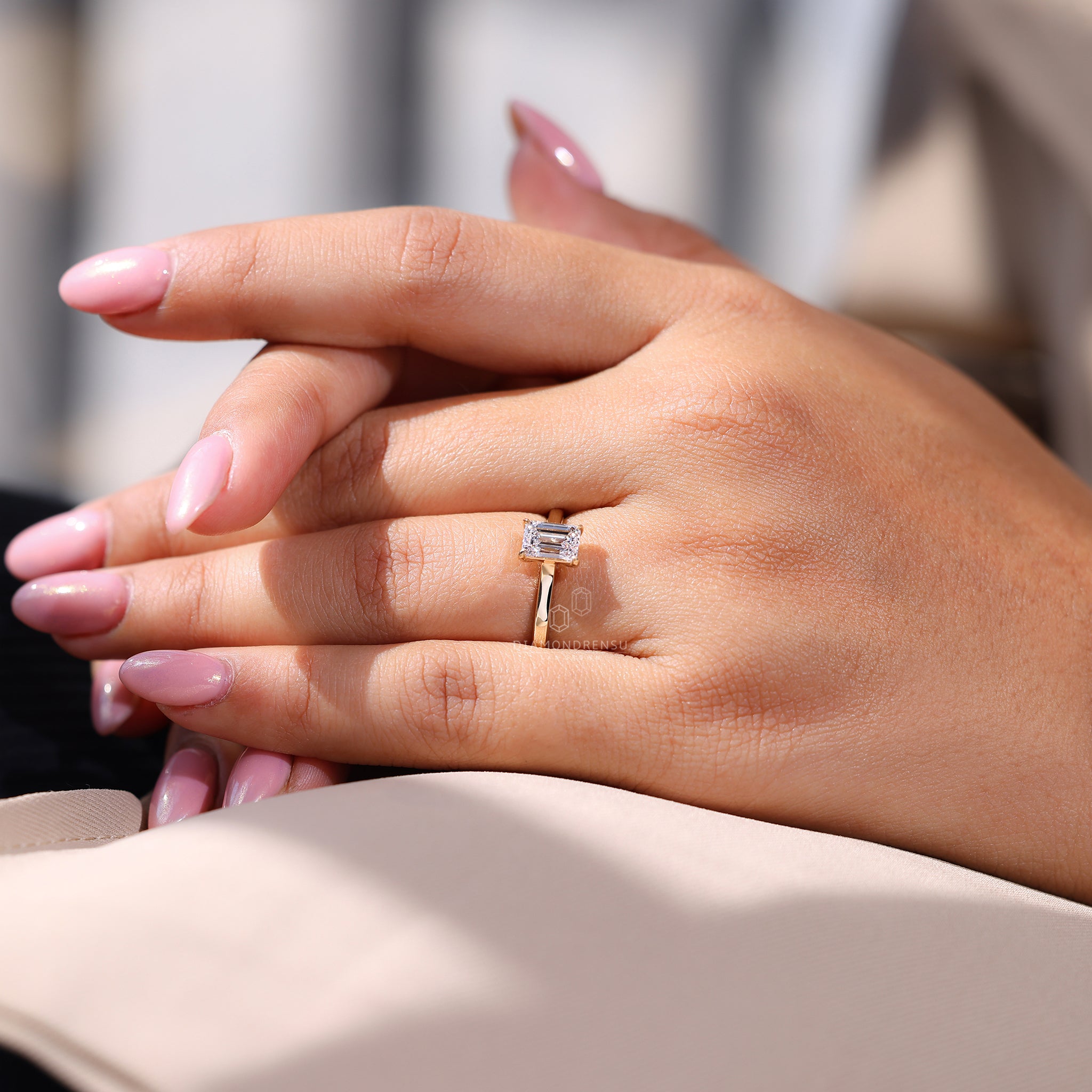Cathedral setting ring with 4 claw prong set design.
