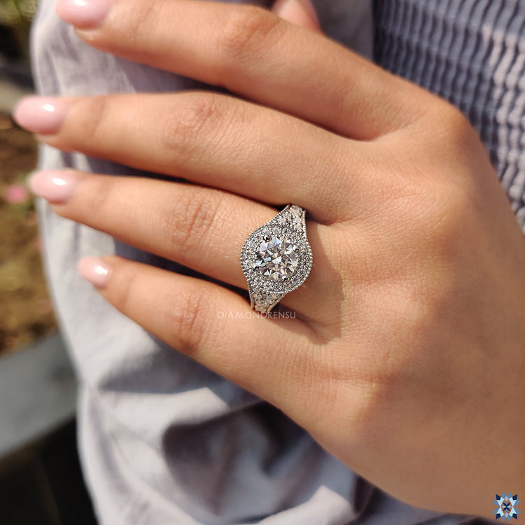 Milgrain engagement ring in custom engagement ring style
