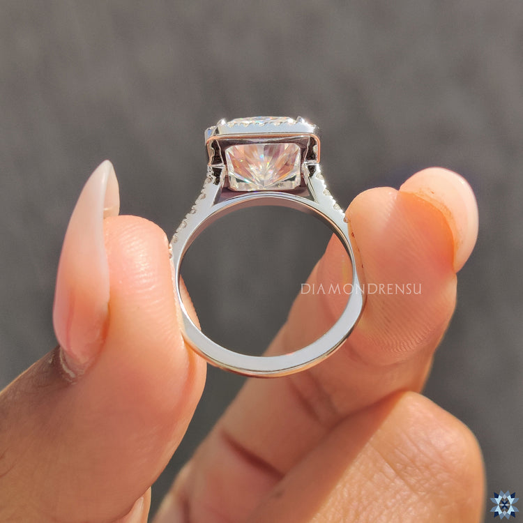 White gold ring with cathedral setting ring
