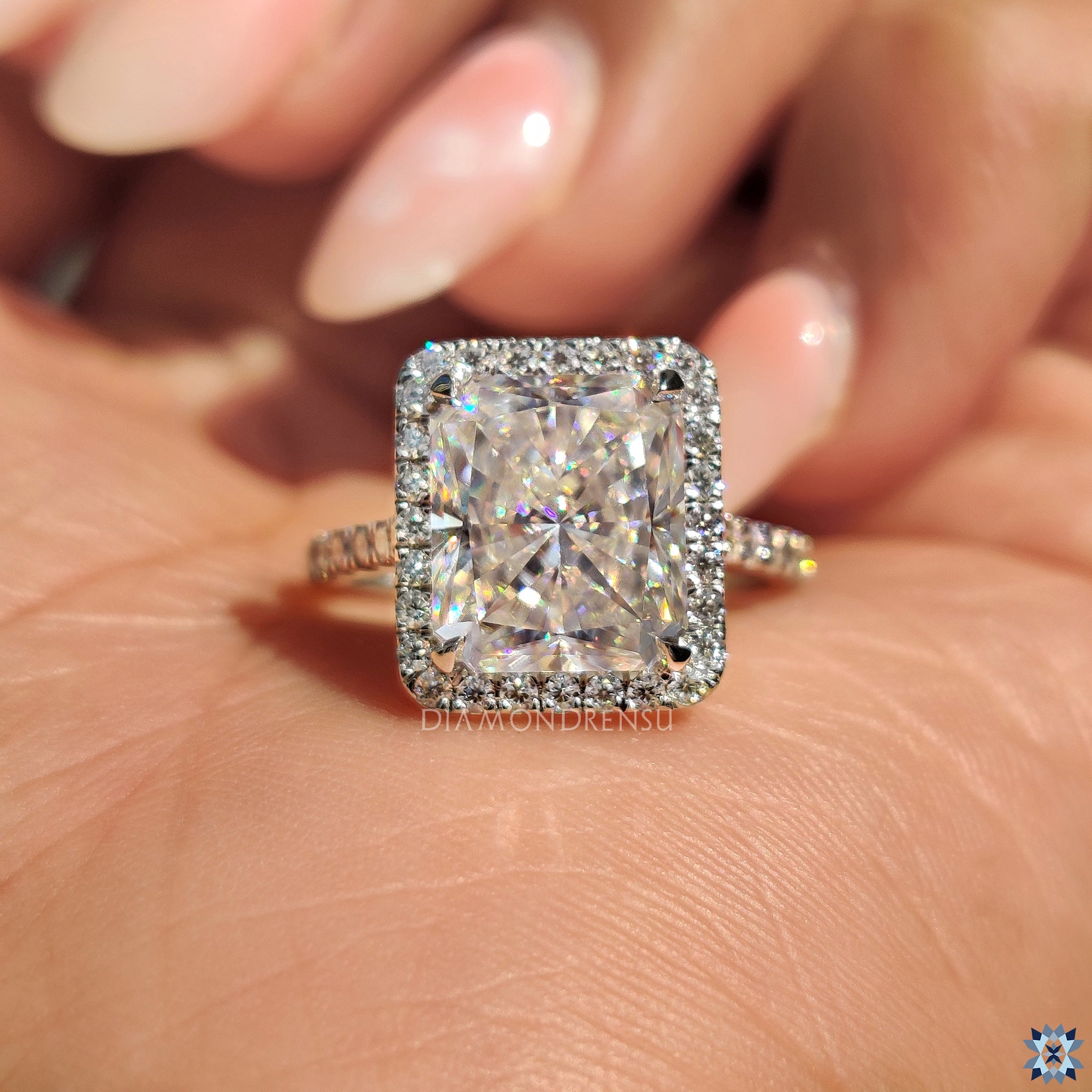 Pave setting ring with custom engagement ring

