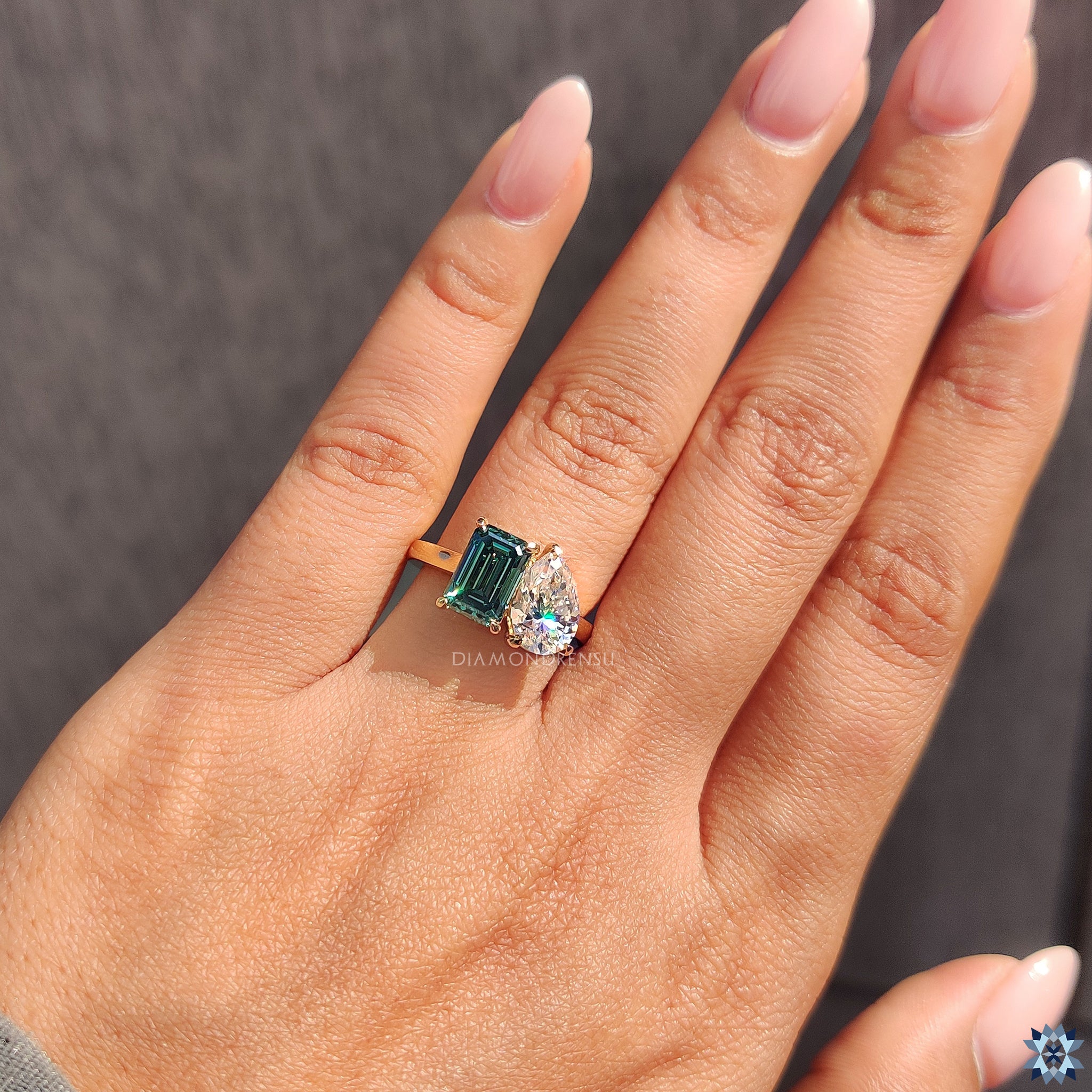 Pear engagement ring in custom engagement ring style

