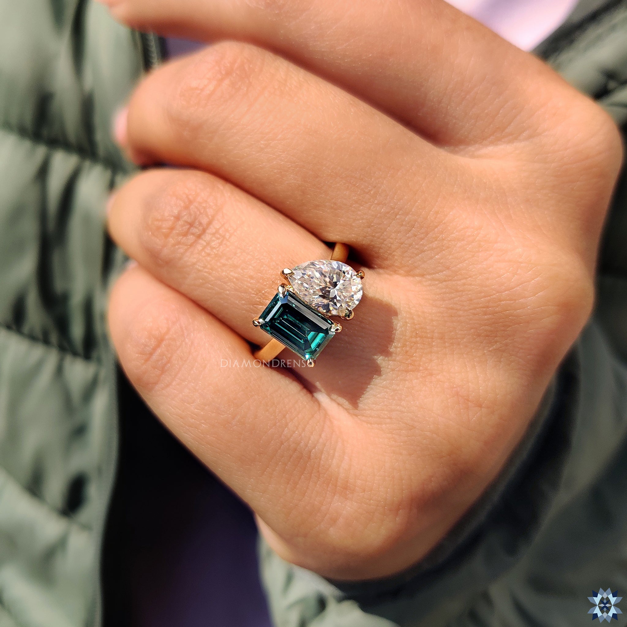 Custom engagement ring in pear engagement ring style
